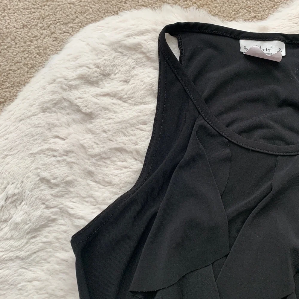 Abria Black Asymmetrical Sleeveless Dress- Size Small - Picture 6 of 9